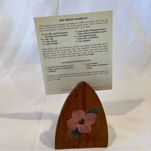 Vintage Wooden Recipe Holder Floral Kitchen Stand Display